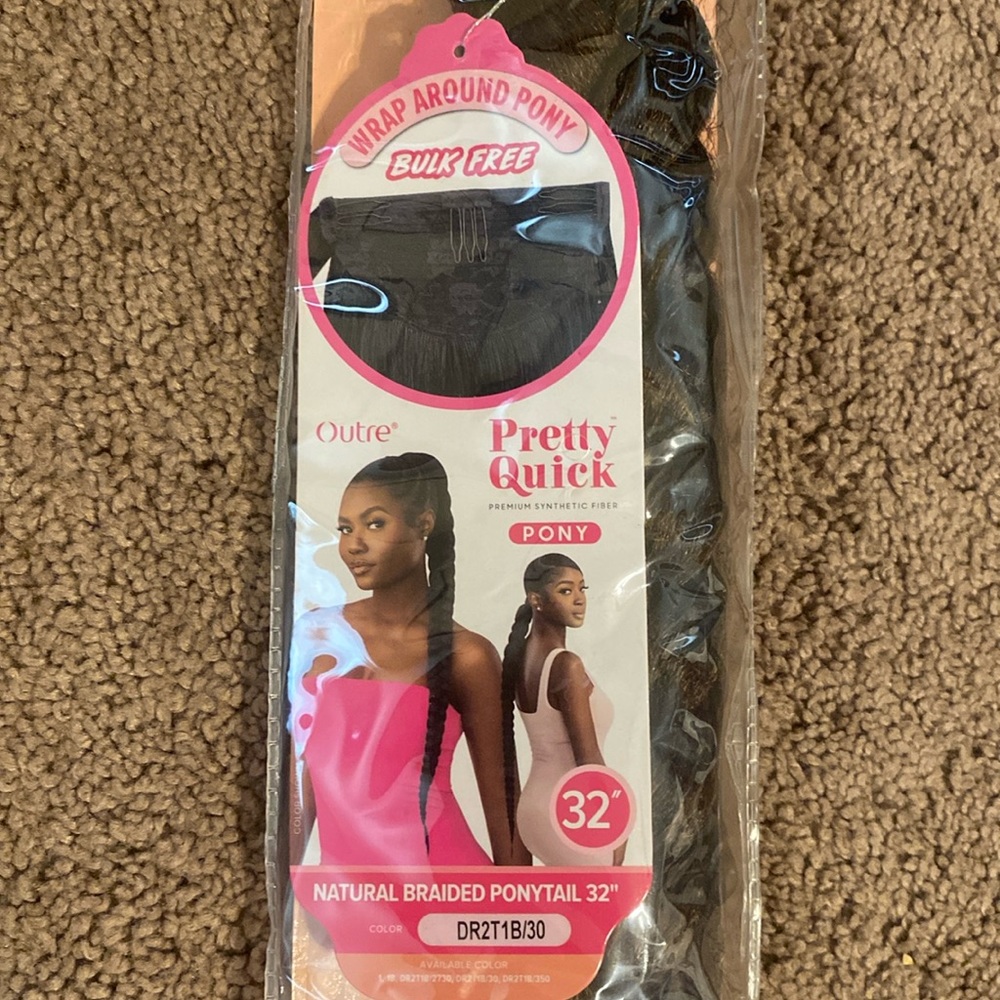 L@@K! Brand New Outre Extended Single Braid Quick Pony 32” Color: DR2T1B/30